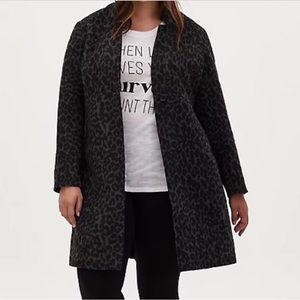 Torrid NWT 0X leopard wool blend coat